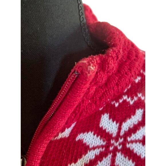 Y2K Breckenridge Petite Red Fair Isle Zip Cardigan Sweater – PL - Picture 3 of 8